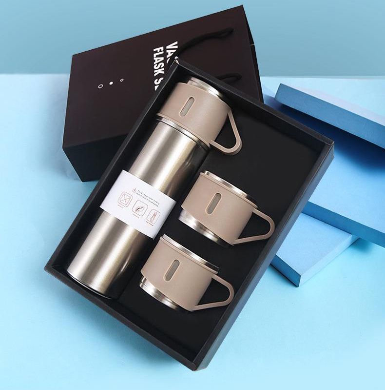 Set Bình Giữ Nhiệt + 2 Ly Cách Nhiệt Vacuum Flask 500ml Inox Cao Cấp