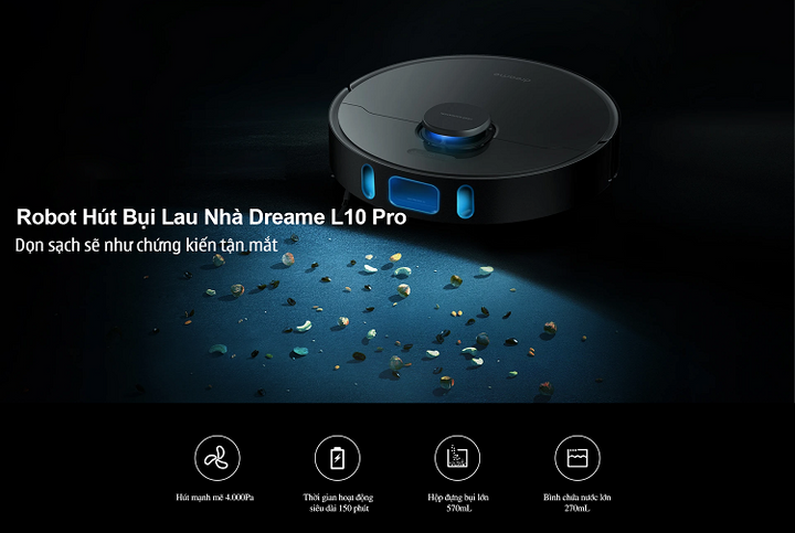 Robot hút bụi lau nhà Xiaomi Dreame Bot L10 Pro Bản Nội Địa