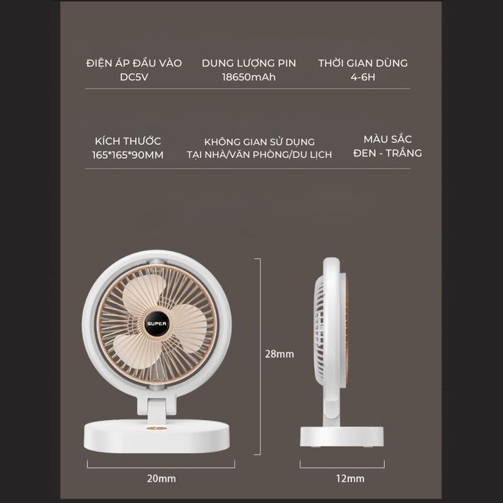 Quạt để bàn tích điện NĐ 2303 xoay đa năng