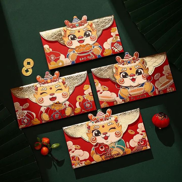 Set 4 bao lì xì hình rồng chibi kích thước 16.5x8.5 cm (ngang) L-33