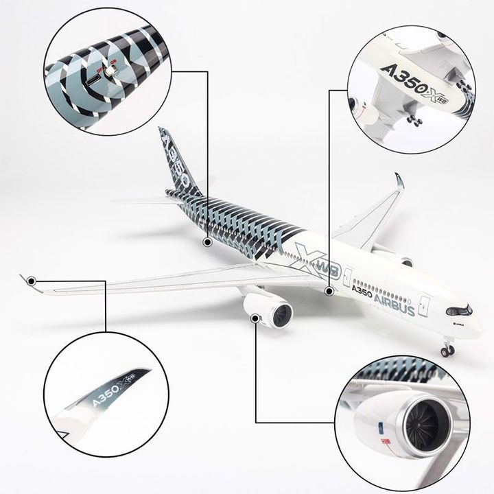 Mô hình Máy bay lắp ghép Original Striped Airbus A350 47cm Có đèn led