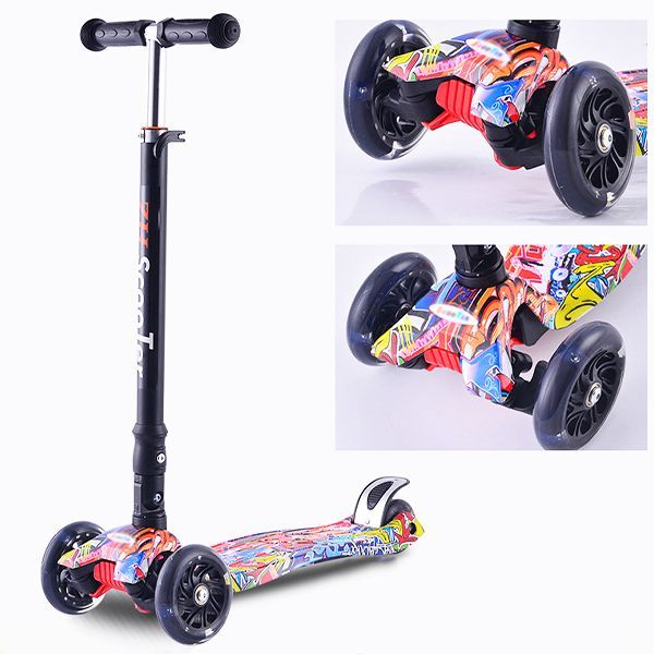 Xe Trượt Scooter 3 Bánh họa tiết Graffiti đẹp mắt, Đèn Led nhiều màu QC-2865Y