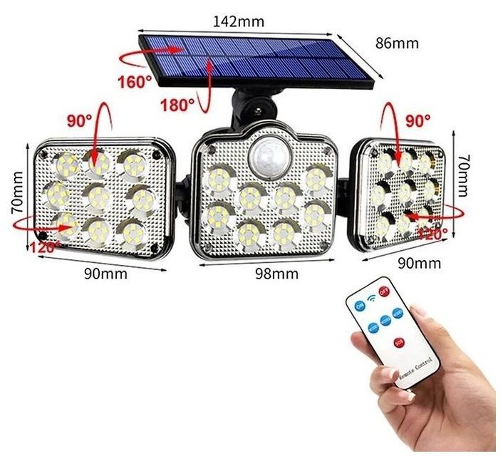 Đèn cảm ứng năng lượng mặt trời 138 LED chống nước