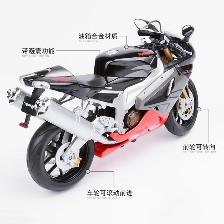 Mô hình Xe mô tô Aprilia RSV 1000R Black 1:12