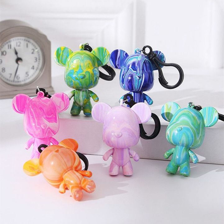 Set móc khóa gấu BearBrick 7cm DIY tự đổ màu Handmade (2 màu)