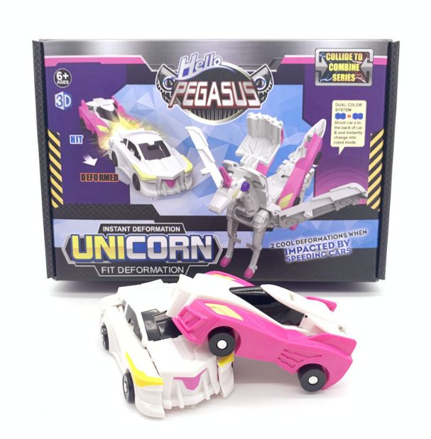 Ô tô biến hình kỳ lân robot unicorn bộ 2 xe lắp ráp