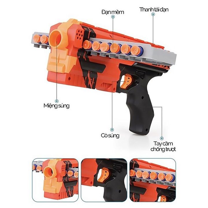 Đồ chơi Súng bắn đạn Nerf EVA Có băn đạn Kèm 20 viên xốp