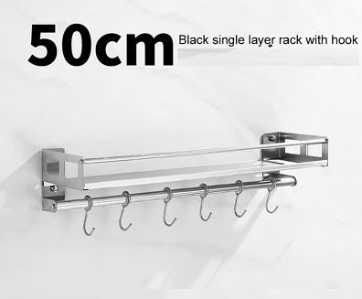 Kệ dán tường đựng gia vị kèm 6 móc (50cm) bằng inox chắc chắn