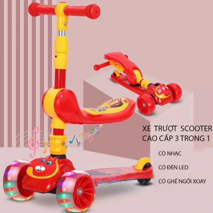 Xe Trượt Scooter Có Đèn Led và Ghế Ngồi Tiện Lợi