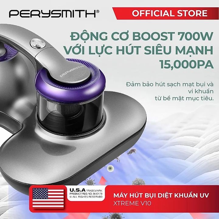 Máy Hút Bụi Giường Nệm Cầm Tay Perysmith Xtreme V10