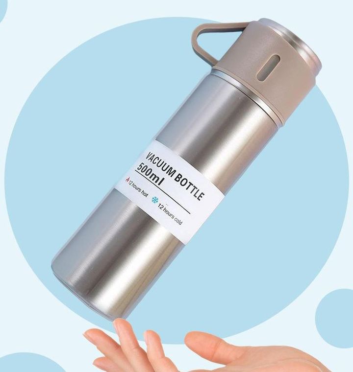 Set Bình Giữ Nhiệt + 2 Ly Cách Nhiệt Vacuum Flask 500ml Inox Cao Cấp