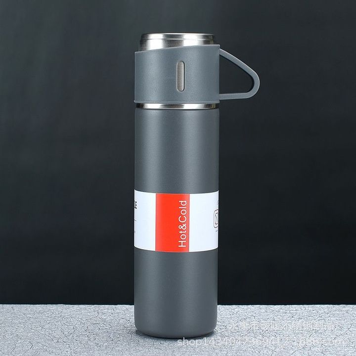 Set Bình Giữ Nhiệt + 2 Ly Cách Nhiệt Vacuum Flask 500ml Inox Cao Cấp